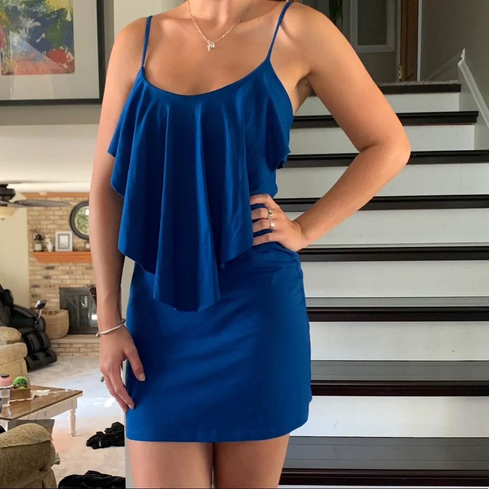 Revolve X Susana Monaco blue fitted mini dress! - Picture 1 of 8